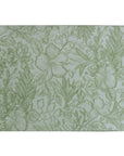 mantel verde hecho de piel sintetica con estampado de flores, hojas y helechos