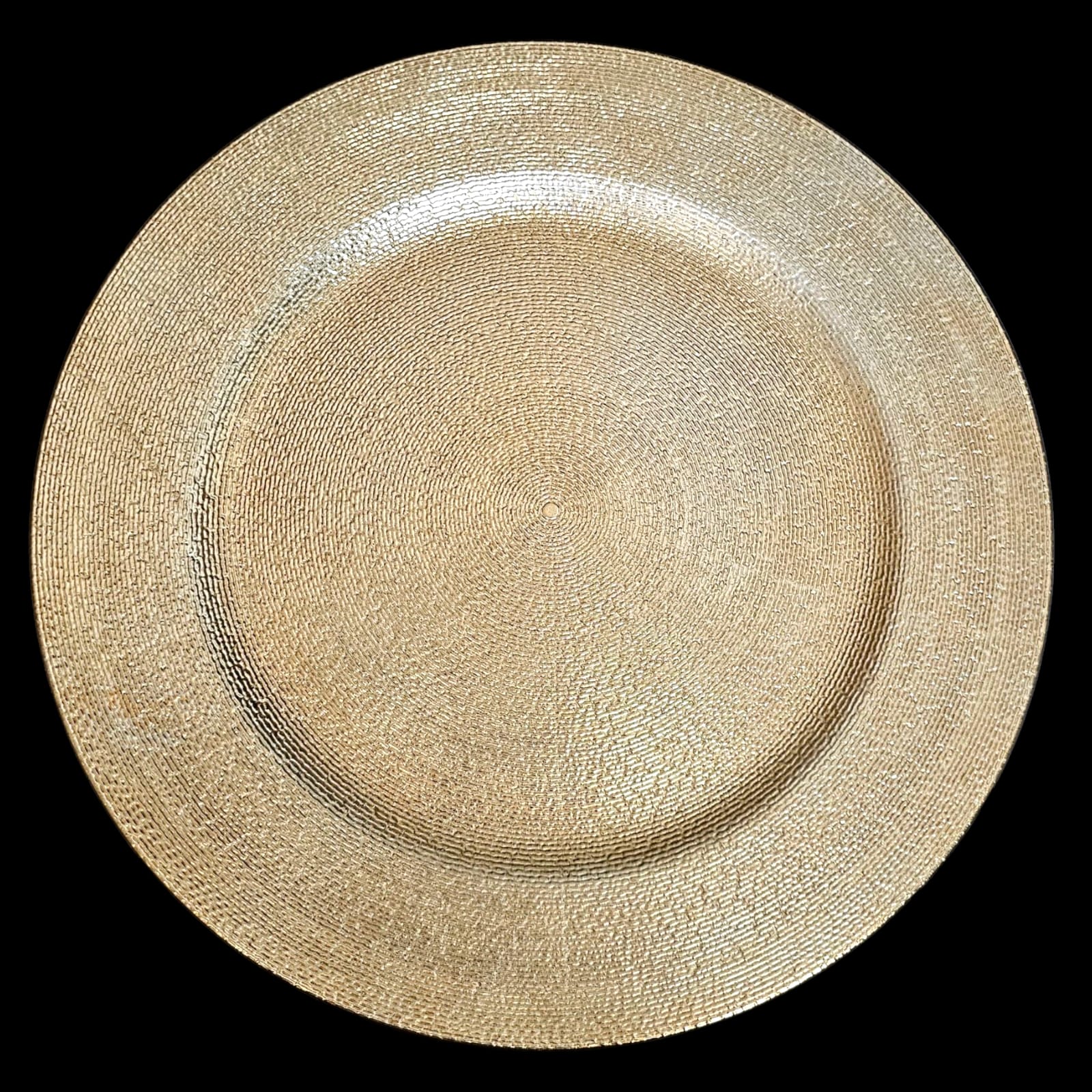 Plato de Presentación Dorado con Textura Circular – 33 cm de Diámetro 🌟