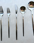 Set de 5 cubiertos plateados de acero inoxidable (1 persona)