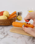 - Cocina Mía- Pelador horizontal para frutas y verduras gris con naranja mango de TPR - Mango Magenta