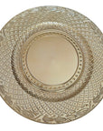 Plato de Presentación Dorado de Melamina 33 cm – Diseño Geométrico con Hojas ✨